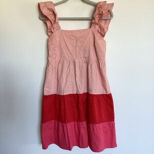 NWT Lauren Conrad Color Block Ruffle Tiered Short Dress Size Small